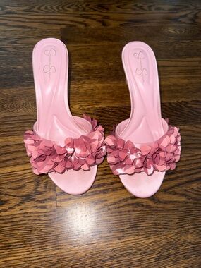 Jessica Simpson Pink Floral Petal Slide Mules